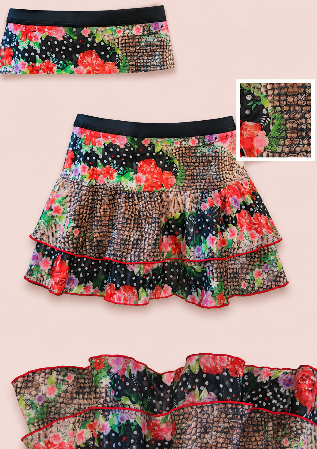 Loco Boutique Snake Double Ruffled Skirt