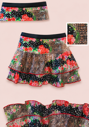Loco Boutique Snake Double Ruffled Skirt
