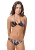 Loco Boutique Feather Gathered V-Neck Bandeau - Brown / XS