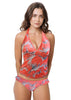 Tankini halter con palmeras flotantes - ROJO NARANJA / XS