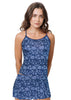 Loco Boutique Floral Stitch Cami Tankini Top - NAVY / XS