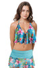 Loco Boutique Floral Flounce Front Tankini Top - Mint / S