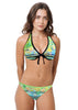 Loco Boutique Flower & Stripe Reversible Spaghetti Sides - Mint / XS