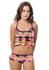 Loco Boutique Hibiscus Stripe Skirted Bottom - Black / XS