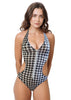 Loco Boutique Houndstooth 2.0 Zipper Front One Piece - Black / S