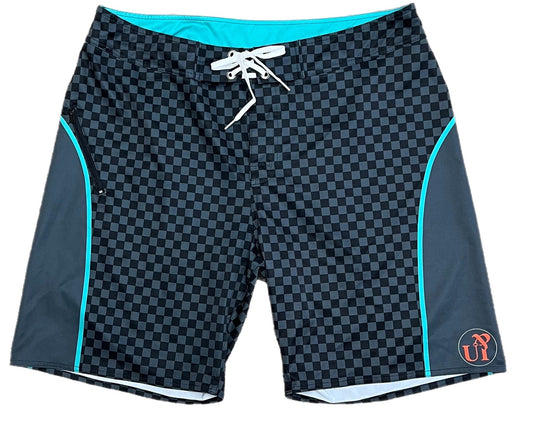 Men's Charcoal Checker Swim Shorts