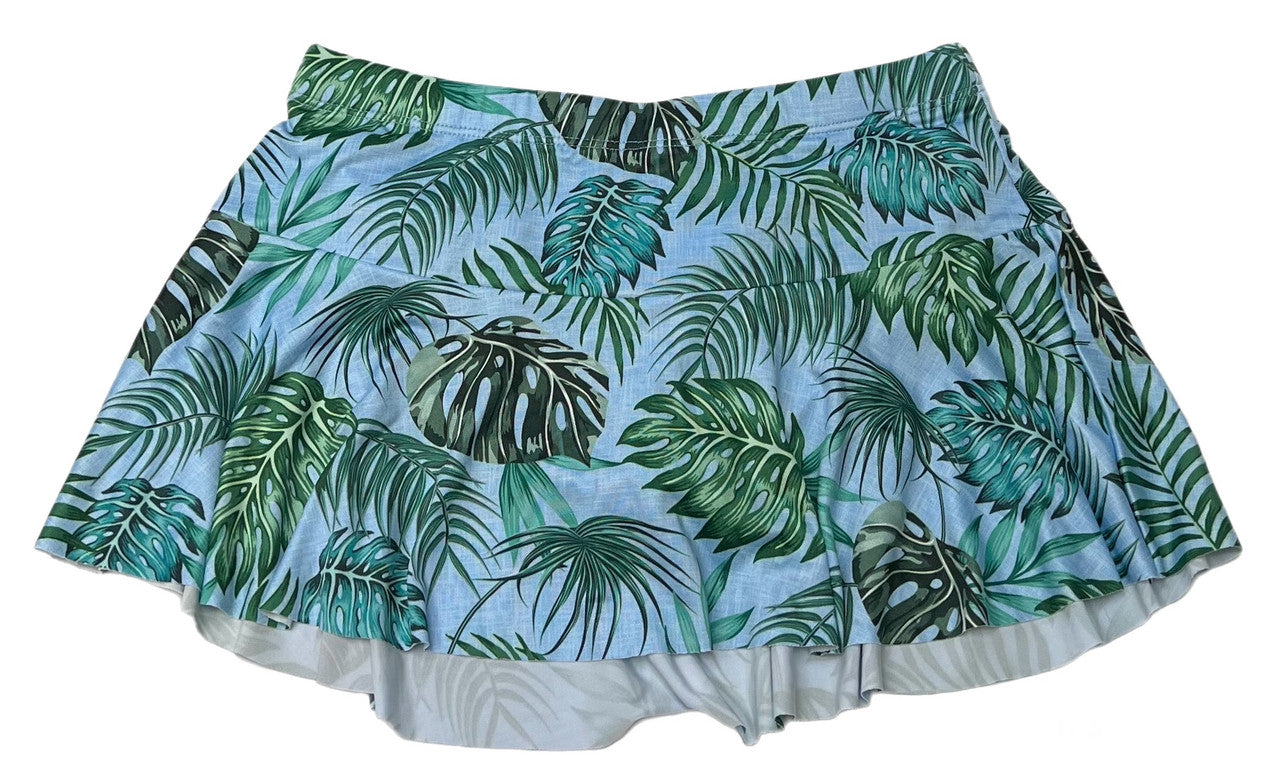 Palm Leaves Flared Swim Skort - Loco Boutique