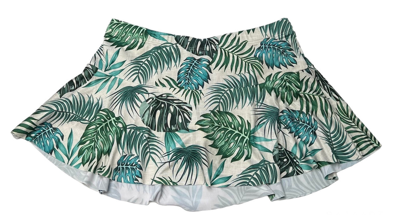 Palm Leaves Flared Swim Skort - Loco Boutique