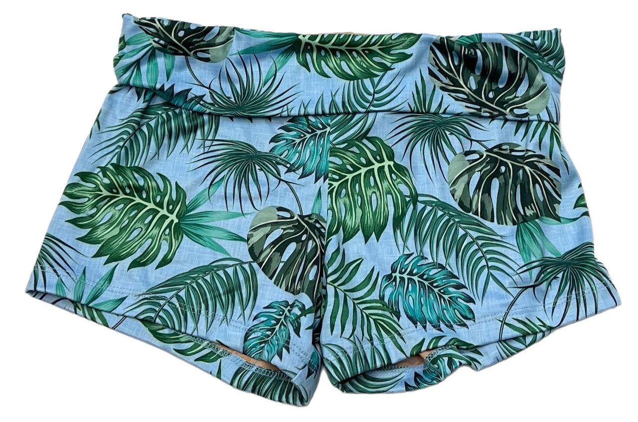 Palm Leaves Roll Band Swim Shorts - Loco Boutique