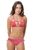 Loco Boutique Italian Damask Strapped Triangle Top - Magenta / S