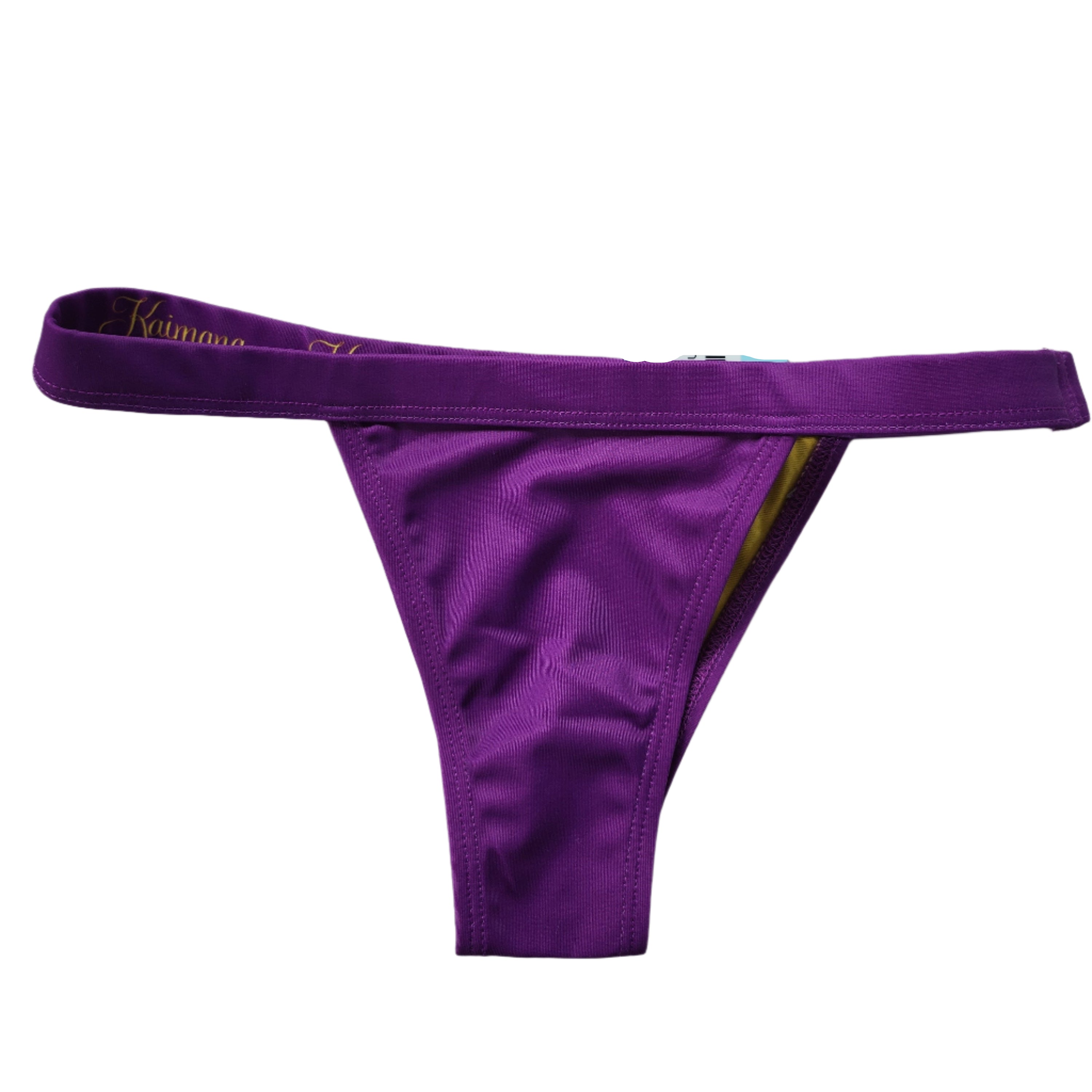 Loco Boutique Purple Ribbed High-Cut Thong Bikini Bottom