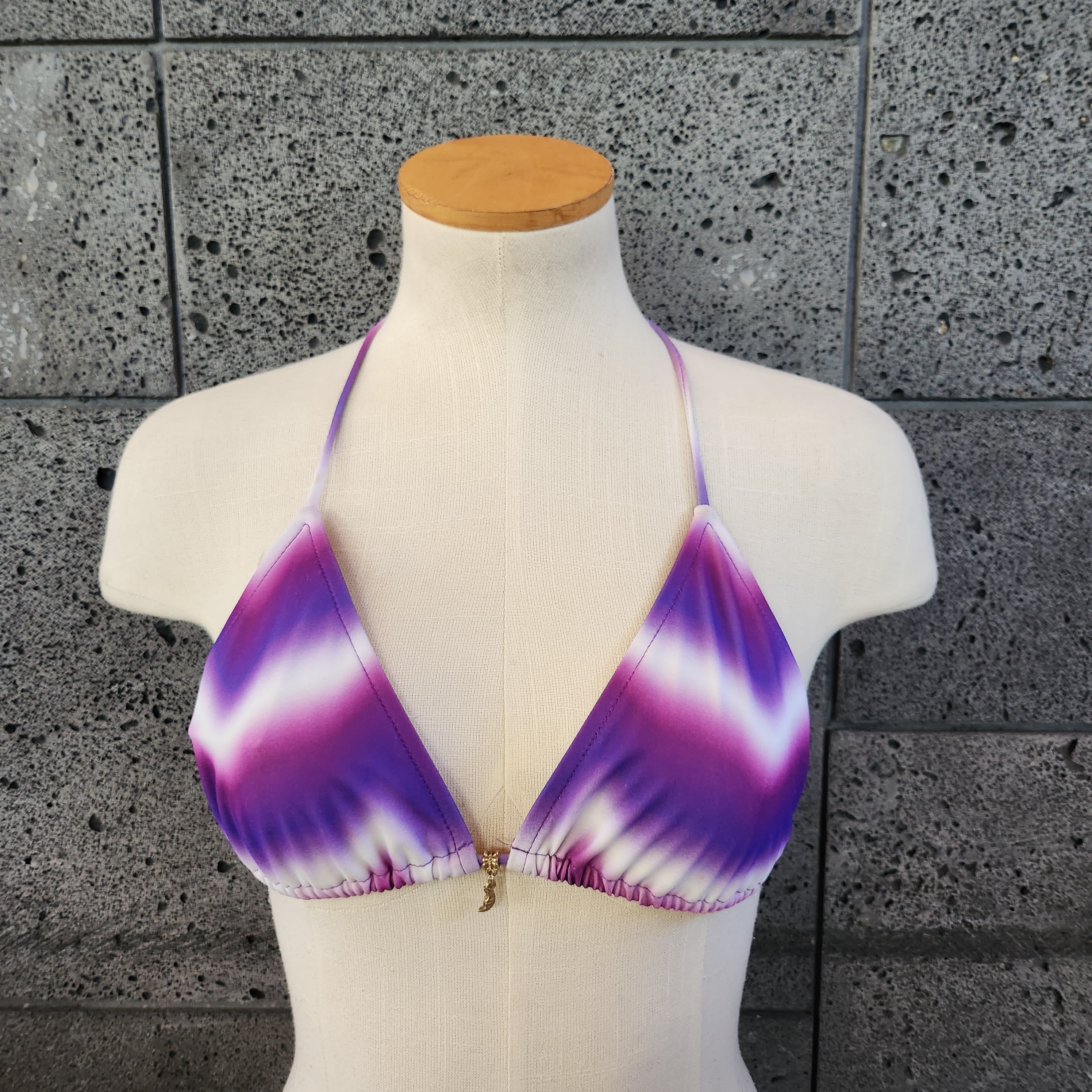 Loco Boutique Woman's Tie Die Sliding Triangle Bikini Top