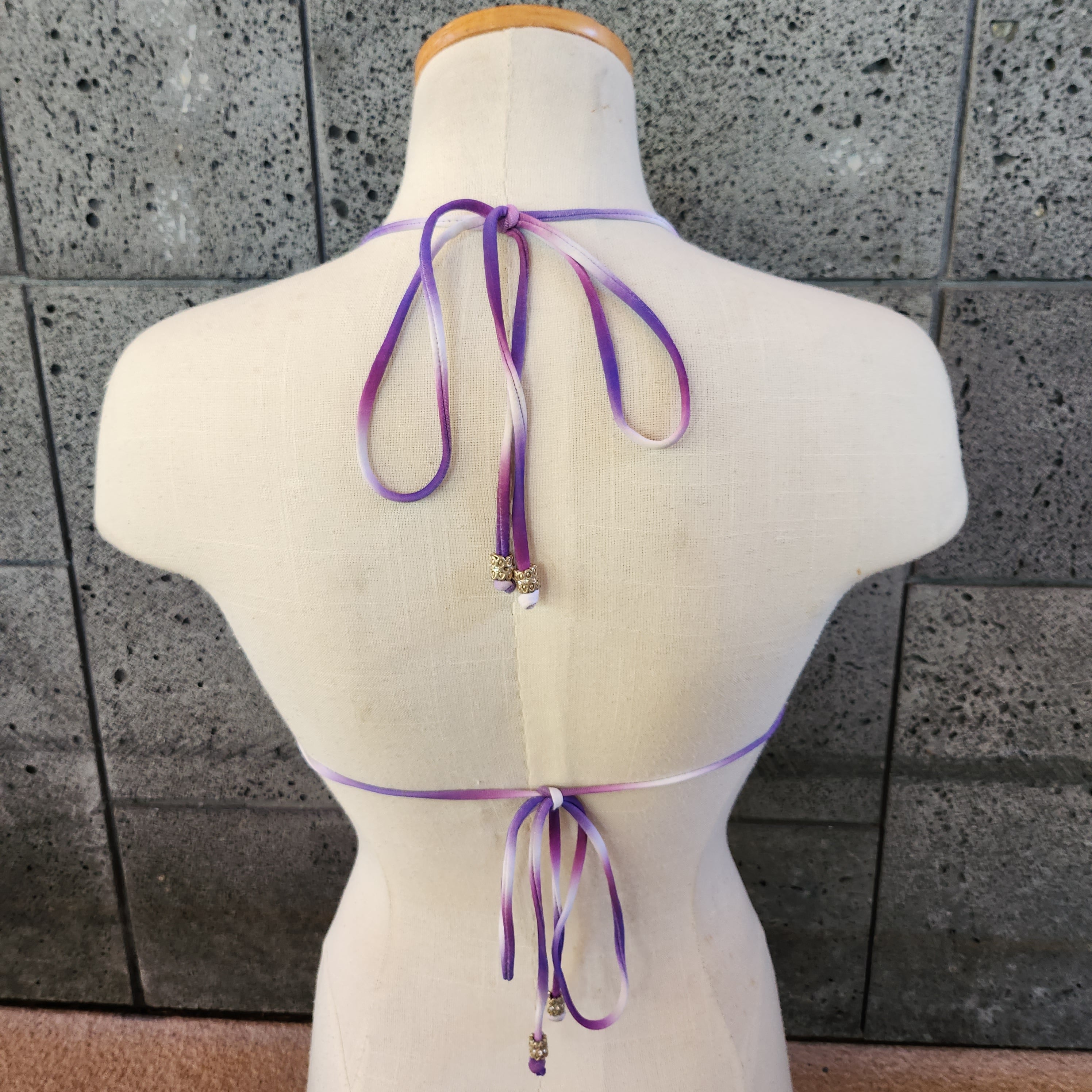 Loco Boutique Woman's Tie Die Sliding Triangle Bikini Top