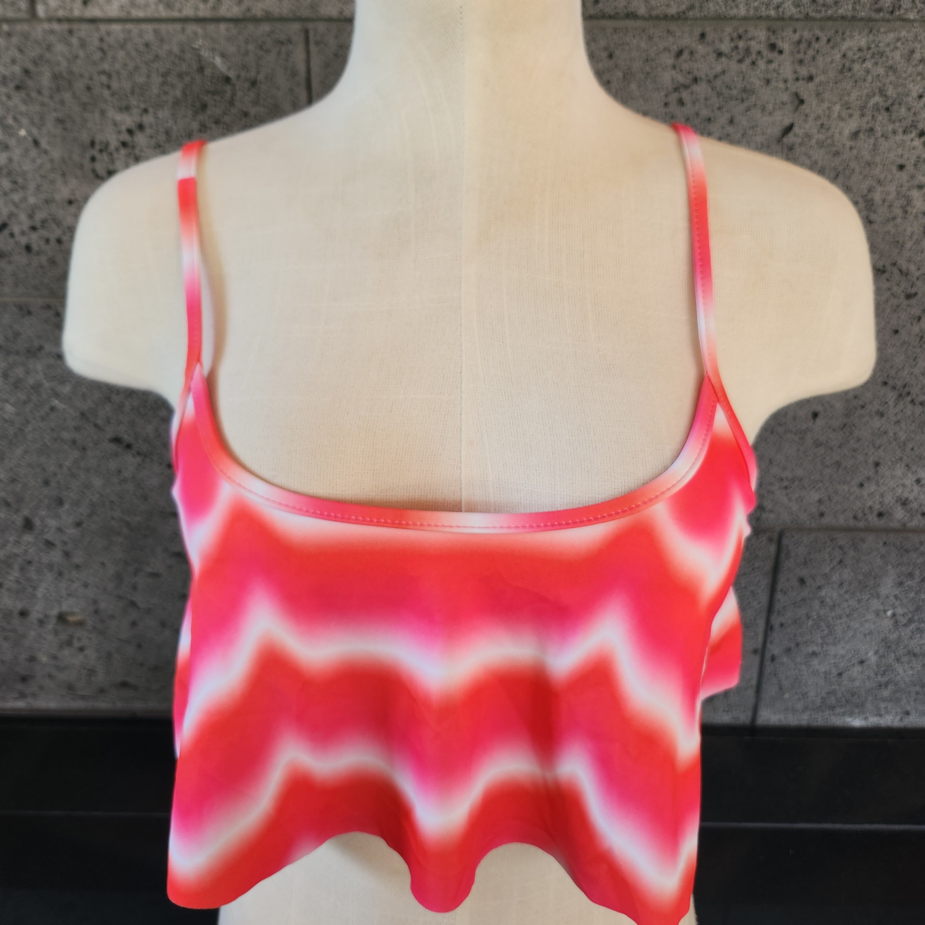 Loco Boutique Woman's Tie Die Flounce Top Bikini Top