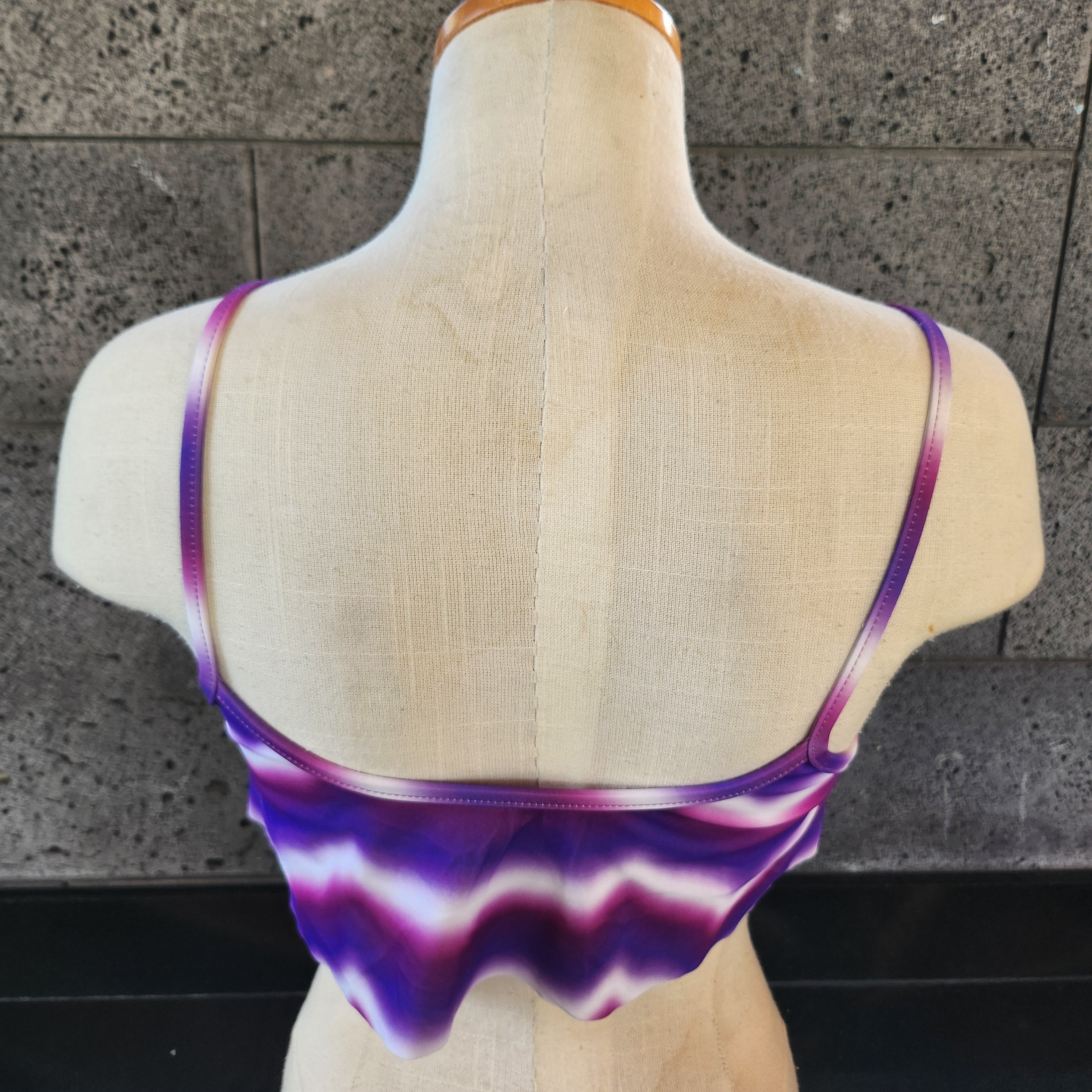 Loco Boutique Woman's Tie Die Flounce Top Bikini Top