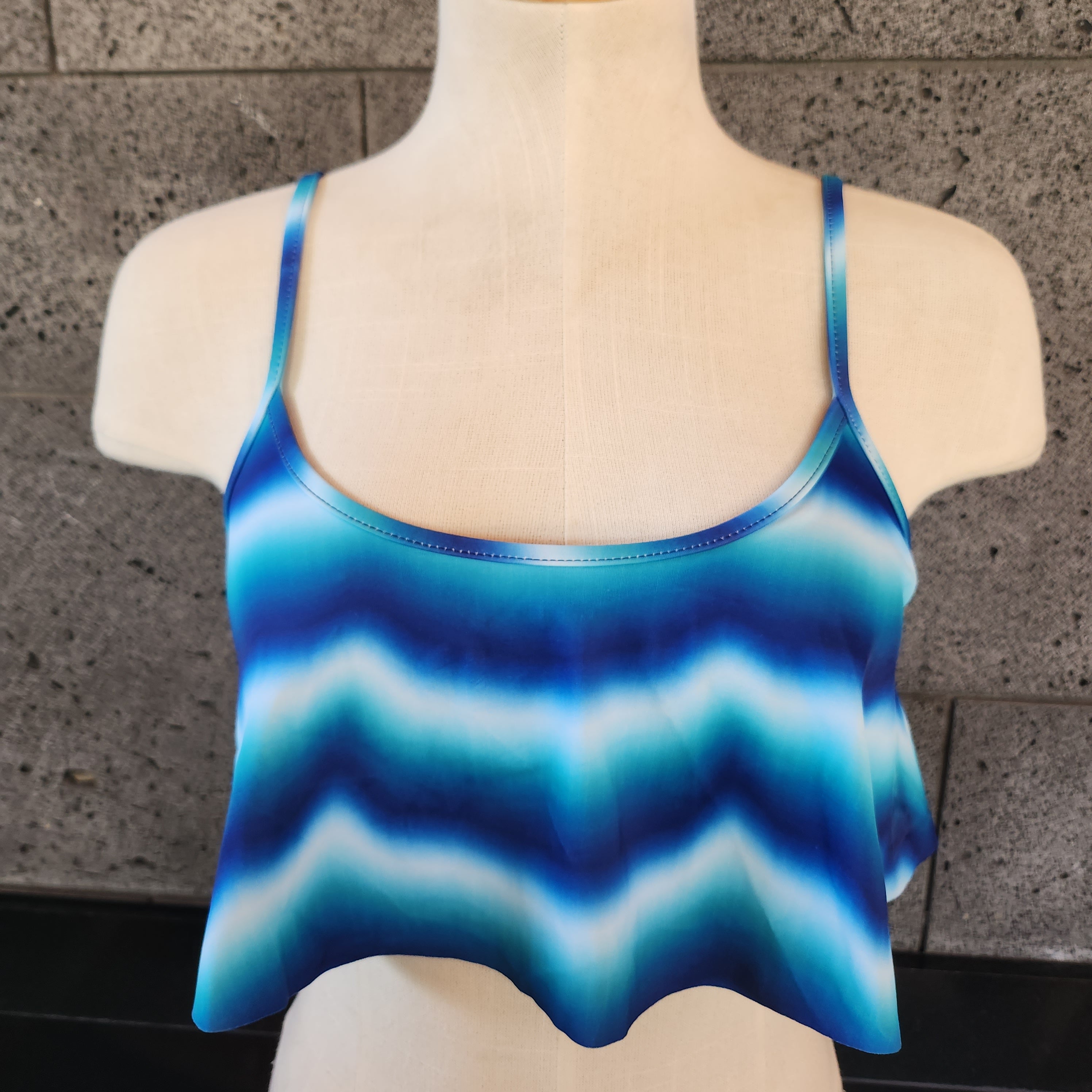 Loco Boutique Woman's Tie Die Flounce Top Bikini Top