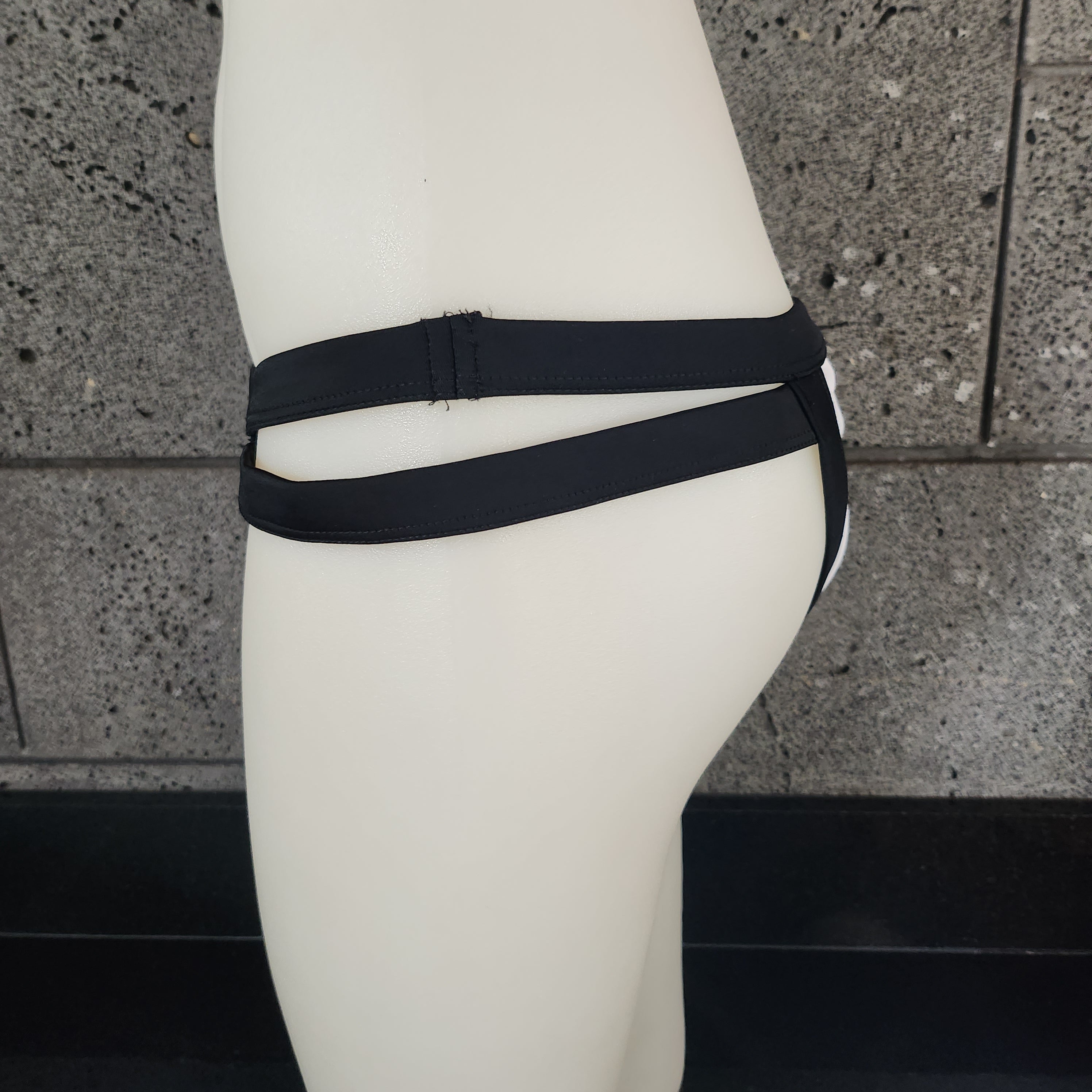 Loco Boutique Pure Black White Two-Tone Cut-Out Bikini Bottom