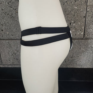 Loco Boutique Pure Black White Two-Tone Cut-Out Bikini Bottom