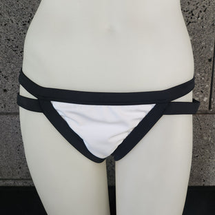 Loco Boutique Pure Black White Two-Tone Cut-Out Bikini Bottom