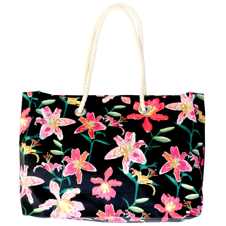 Tropical Orchid Rope Handle Tote - Loco Boutique