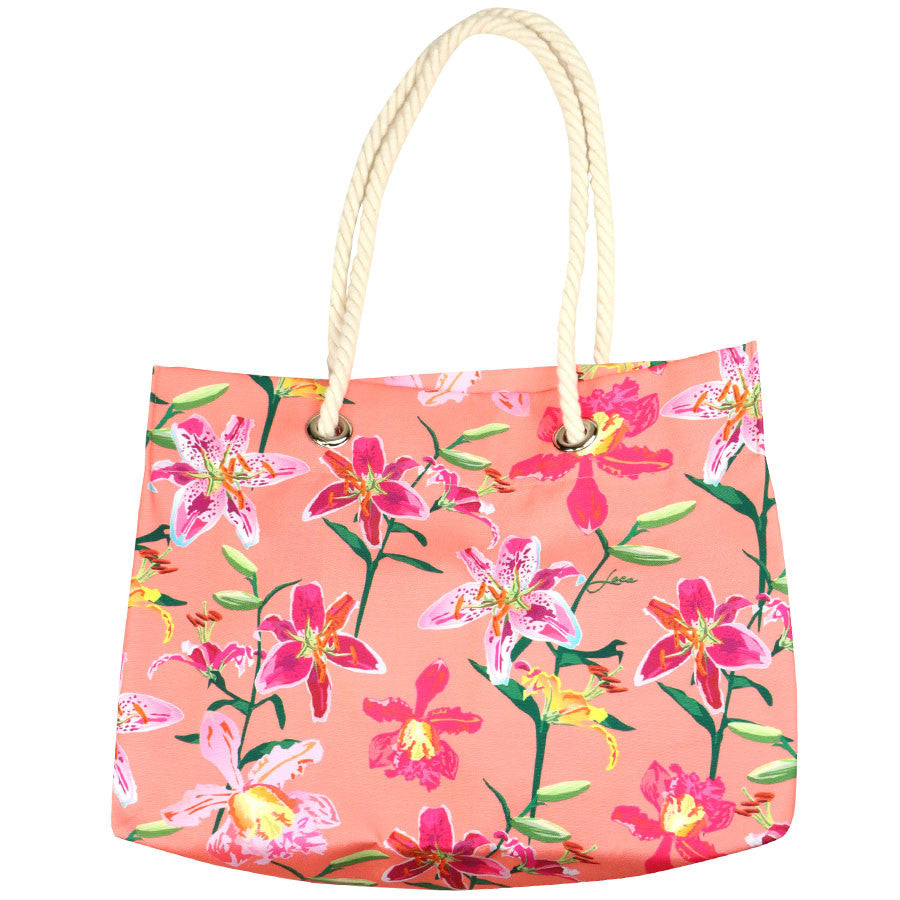Tropical Orchid Rope Handle Tote - Loco Boutique