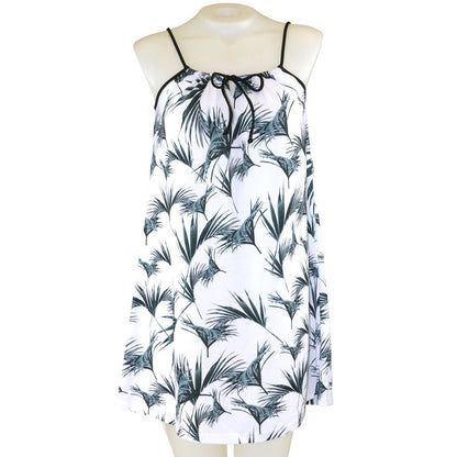 Floating Palm String Gathered Short Dress - Loco Boutique