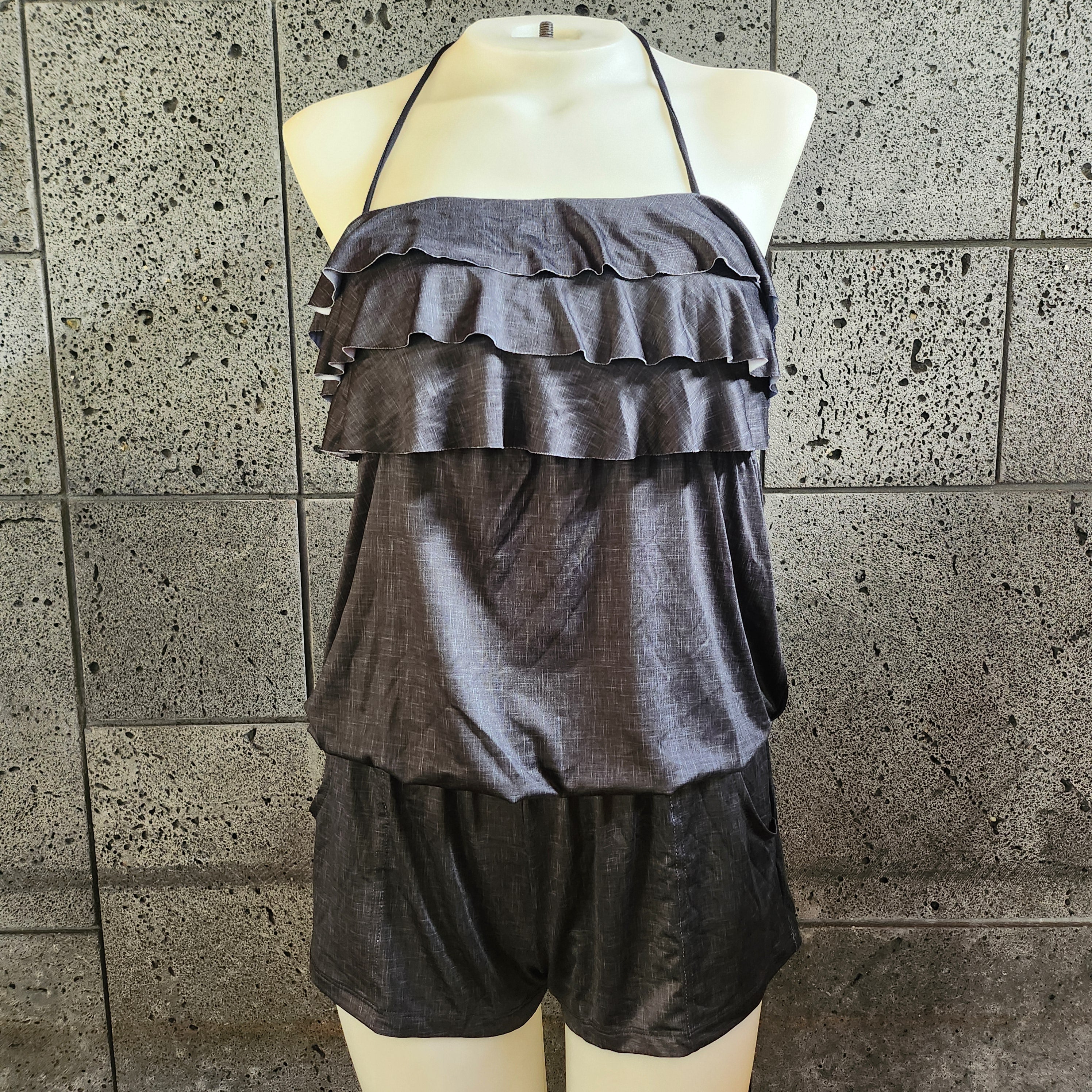 Loco Boutique Linen 3-Tier Front Romper