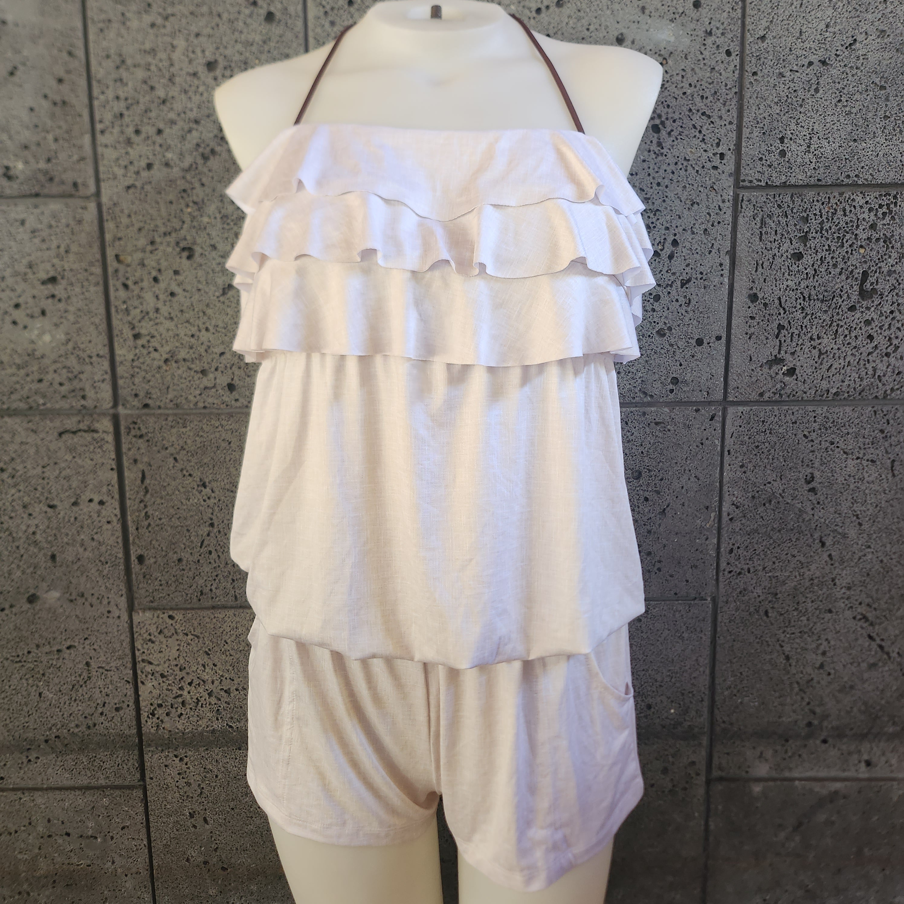 Loco Boutique Linen 3-Tier Front Romper