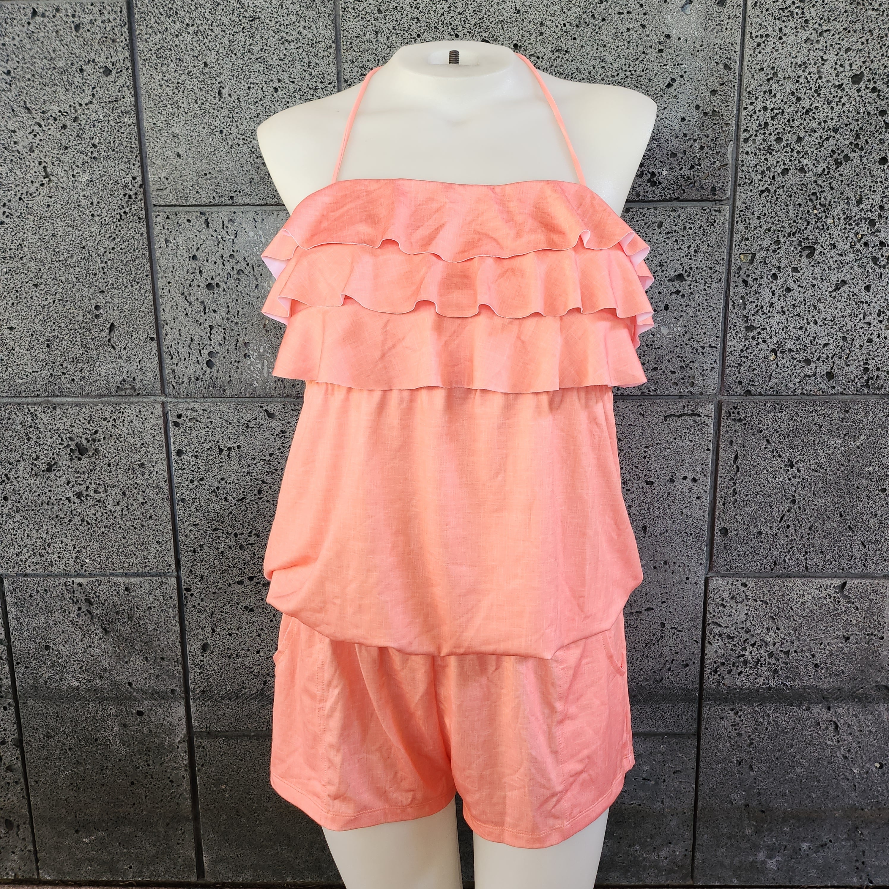 Loco Boutique Linen 3-Tier Front Romper