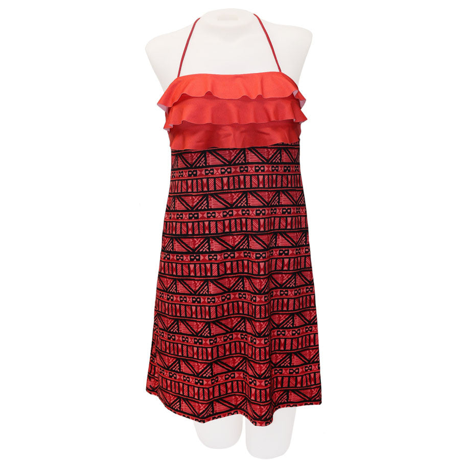 Hawaiian Geo 3-Tier Ruffled Front Dress - Loco Boutique