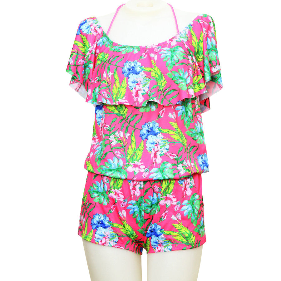 Mono con hombros descubiertos en color agua