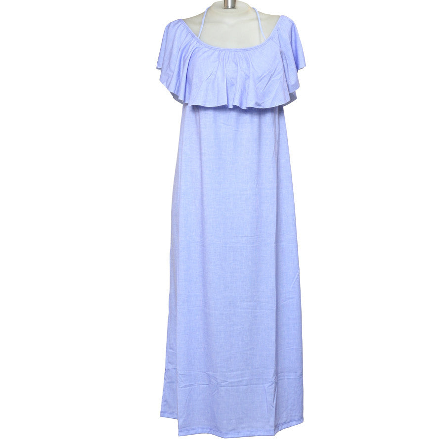 Linen Off Shoulder Flounce Long Dress - Loco Boutique