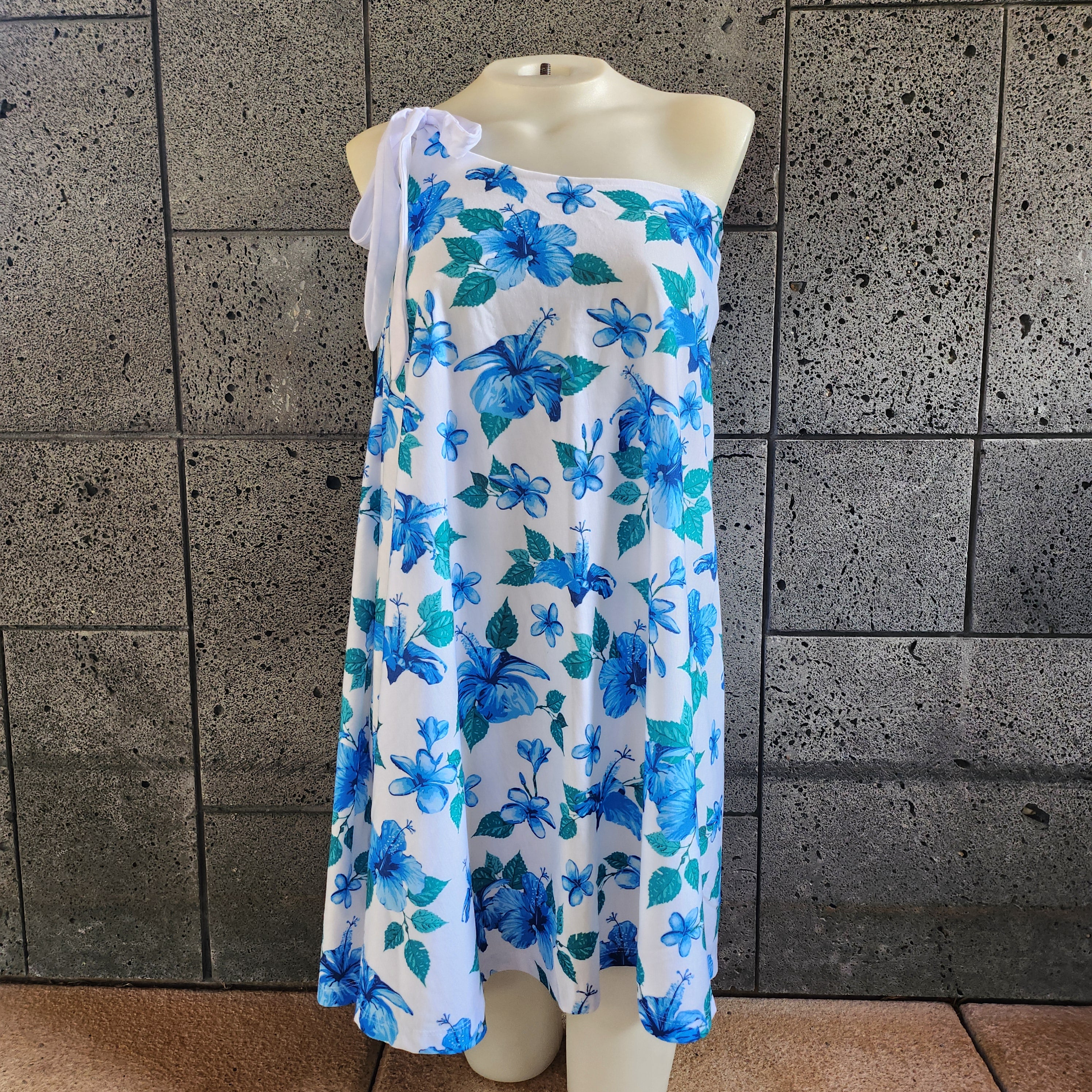 Loco Boutique Hawaiian Blue Convertible V-Neck Halter Dress