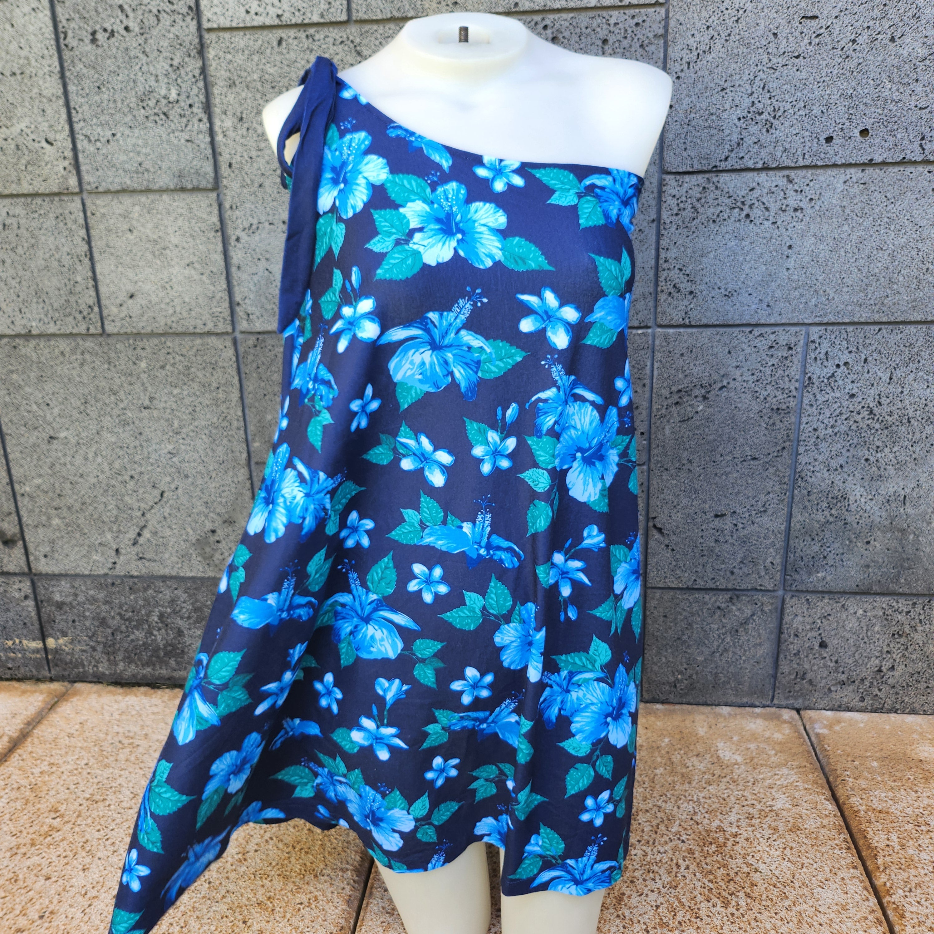 Loco Boutique Hawaiian Blue Convertible V-Neck Halter Dress Loco Boutique Hawaiian Blue Convertible V-Neck Halter Dress