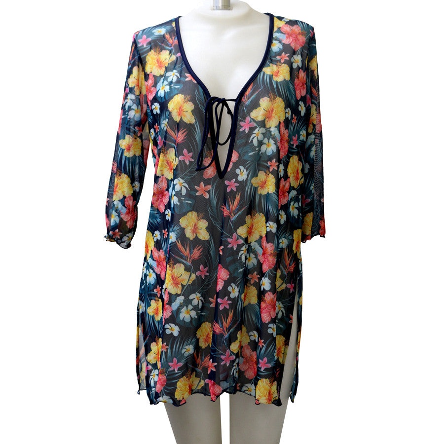 Hawaiian Flower Tunic Cover Up - Loco Boutique