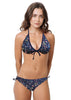 Loco Boutique Little Blossoms Keyhole Gathered Bikini Bottom - NAVY / XS