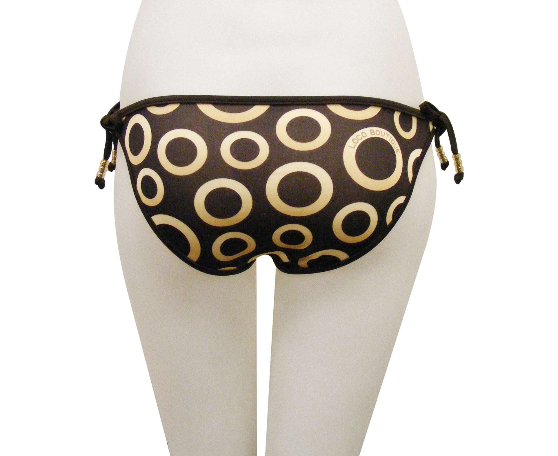 Loco Boutique Gold Ring Removable Bows Bikini Bottom