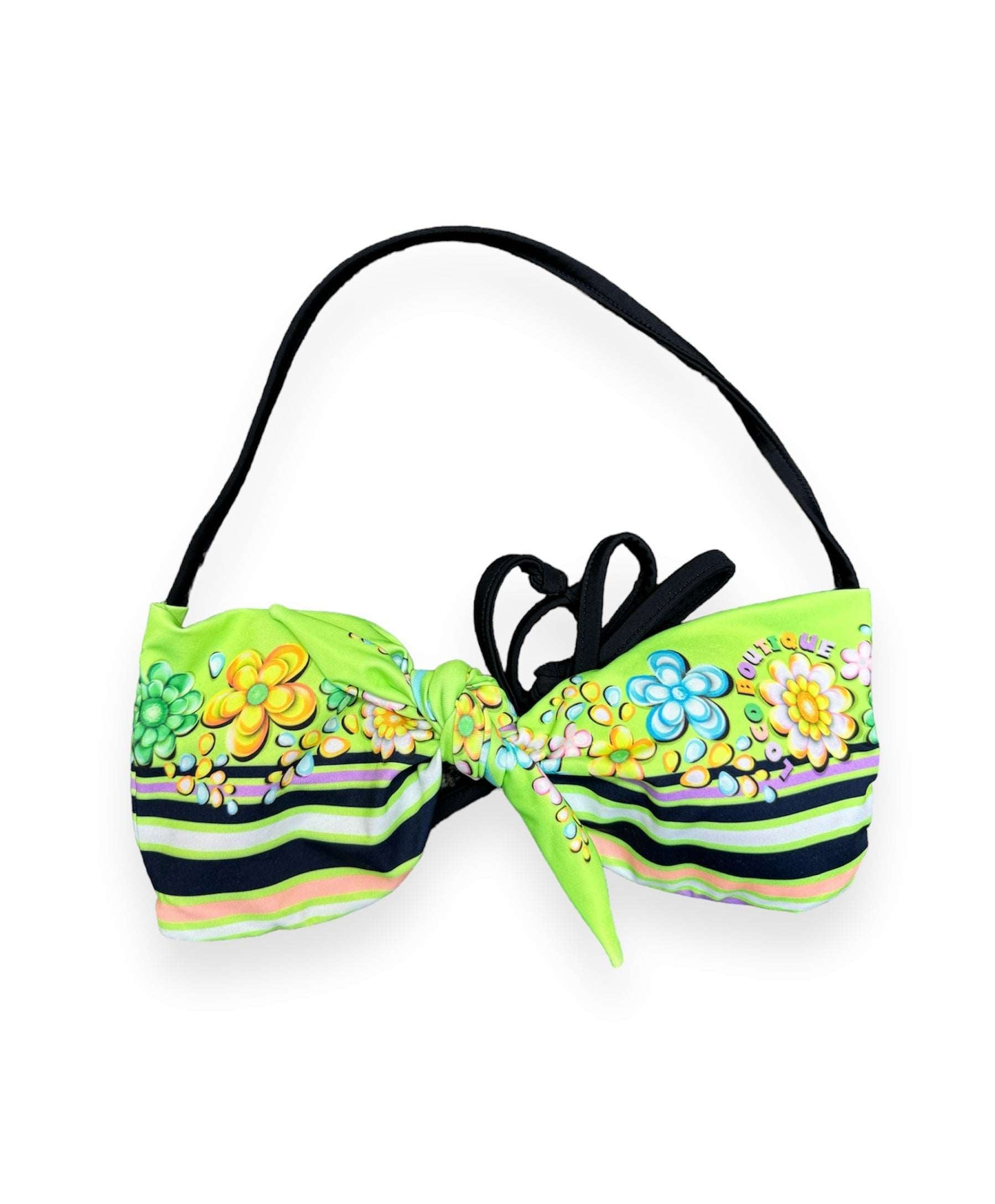 Loco Boutique Flower & Stripe Reversible Bandeau