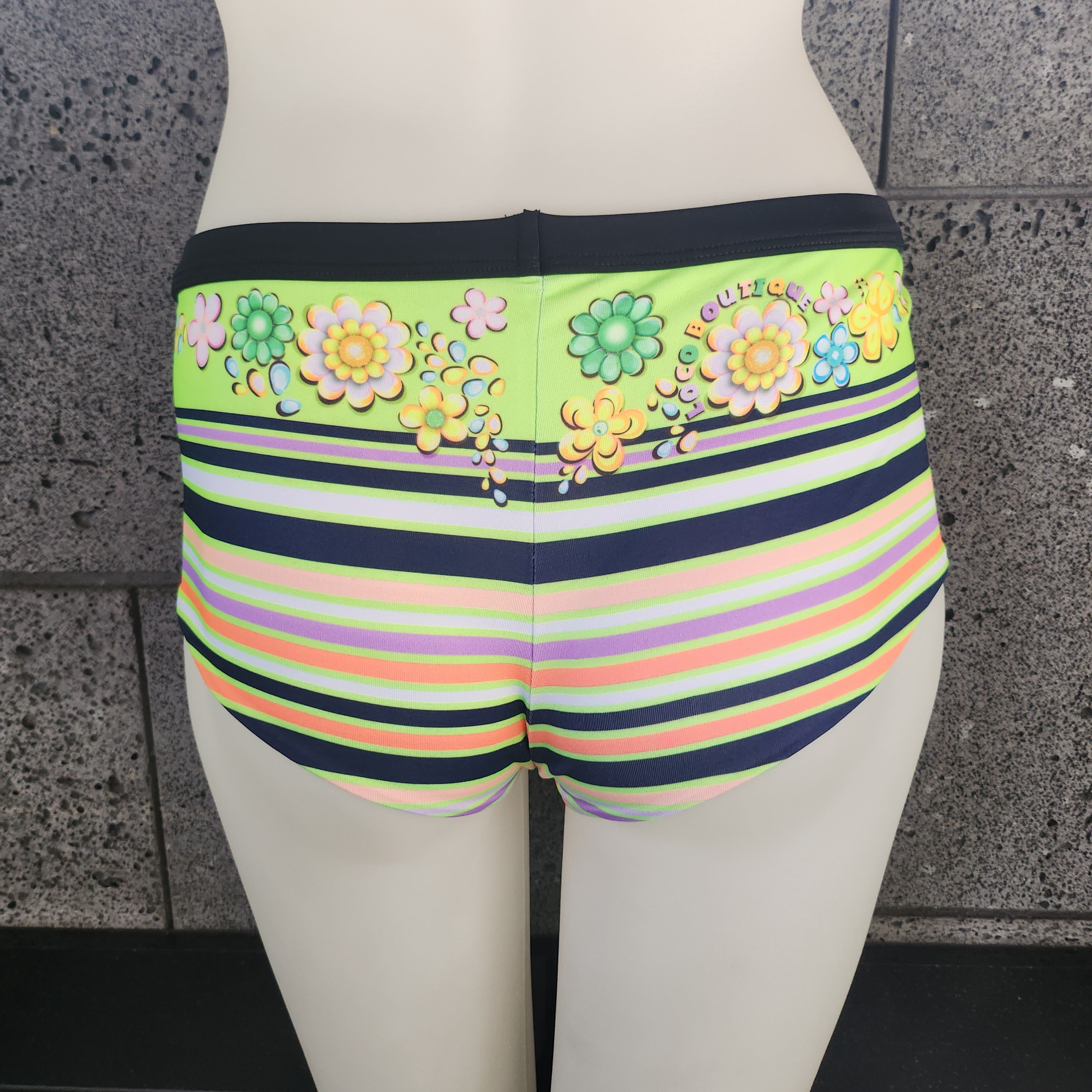 Flower & Stripe Reversible Boy Shorts