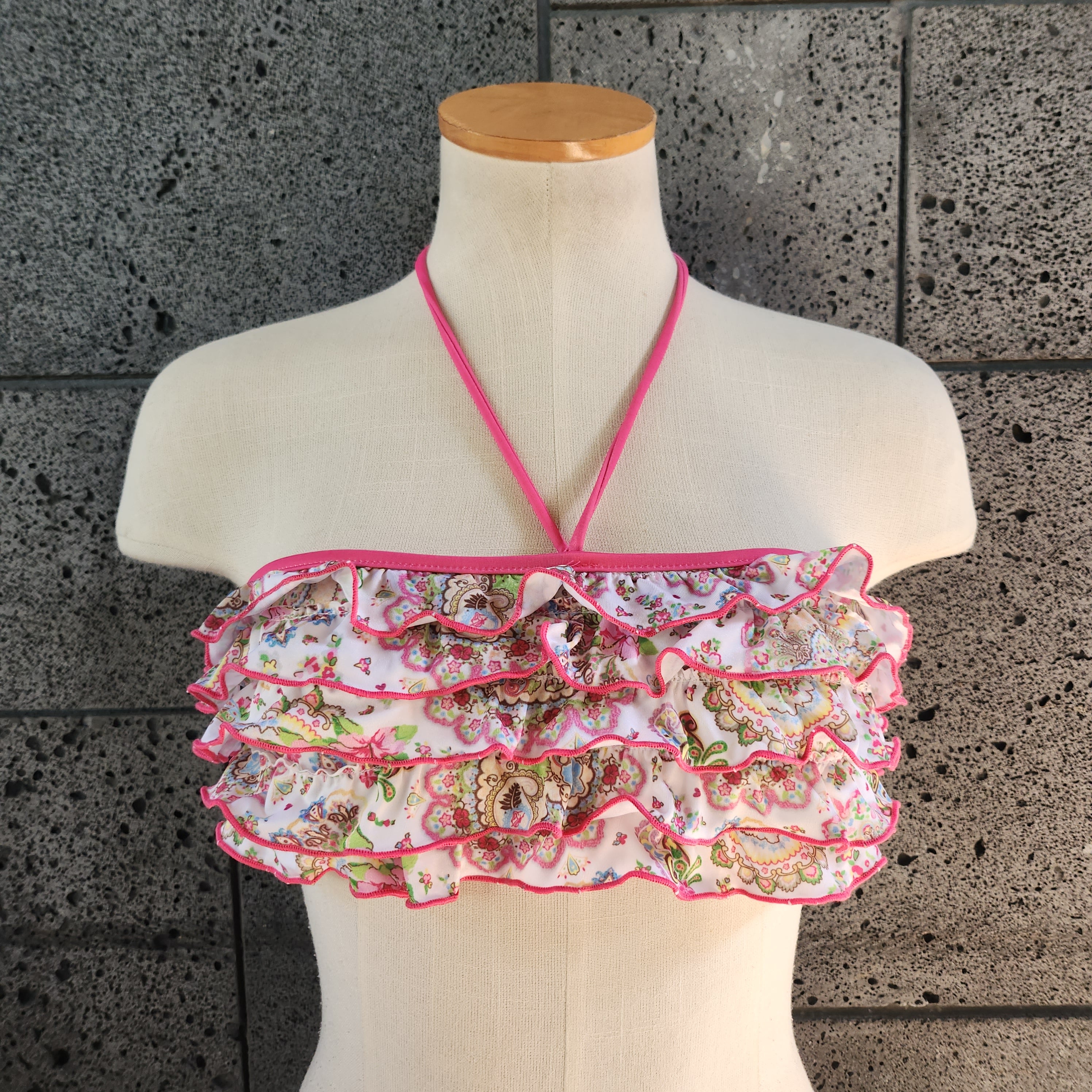 Loco Boutique Loco Paisley Ruffled Bandeau Bikini Top