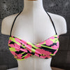 Loco Boutique Hibiscus Stripe Twisted Bandeau - BLACK / XS