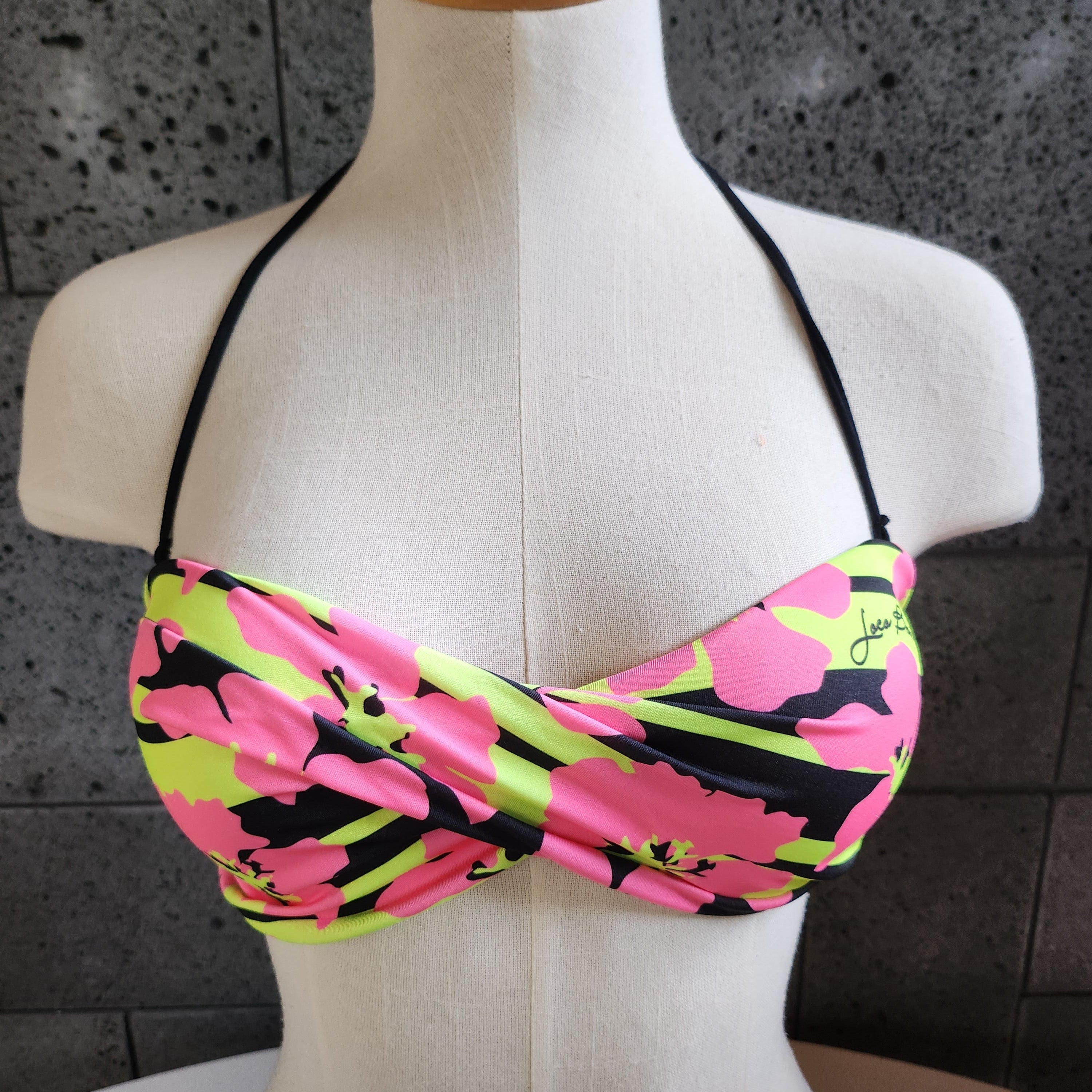 Loco Boutique Hibiscus Stripe Twisted Bandeau