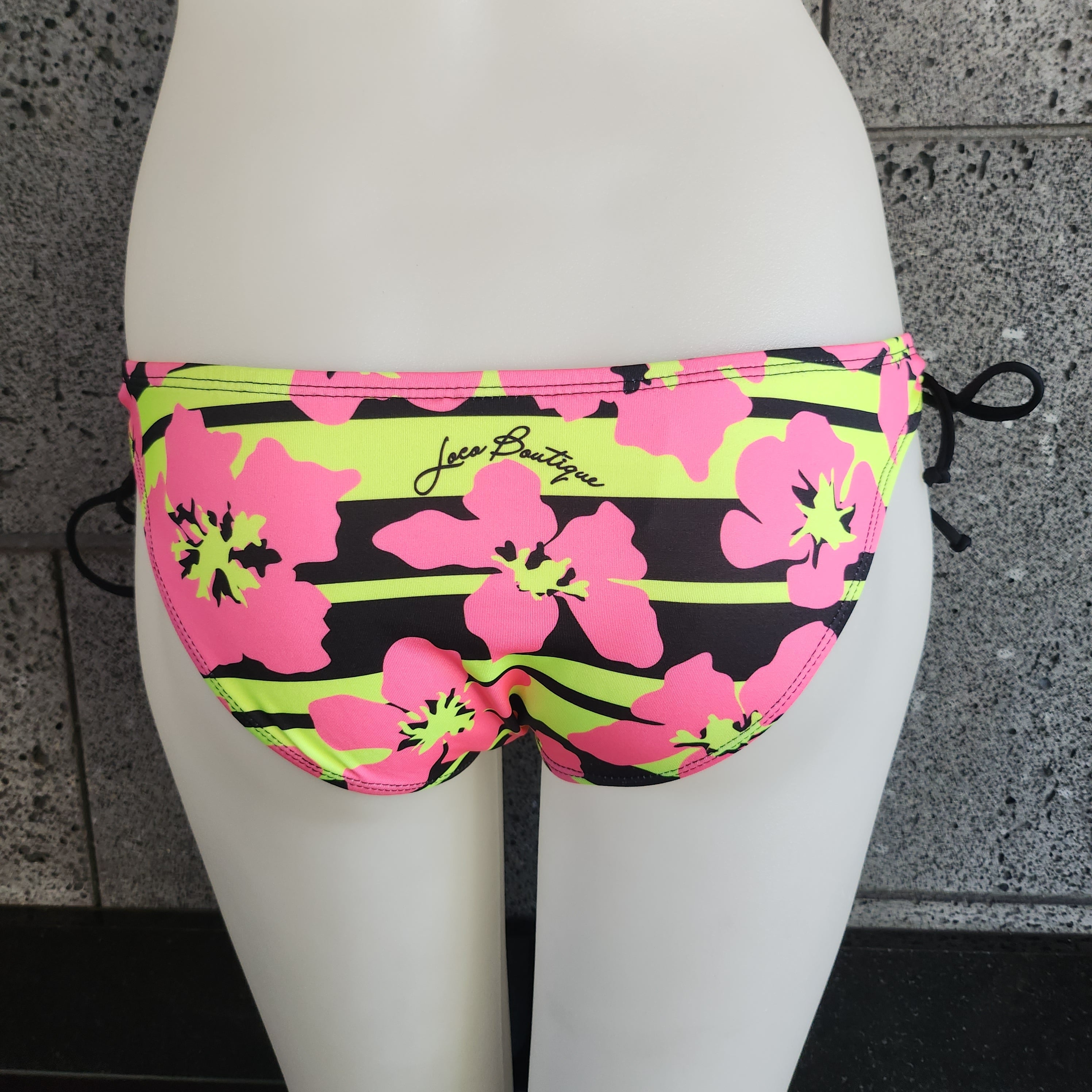 Loco Boutique Hibiscus Stripe Keyhole Gathered