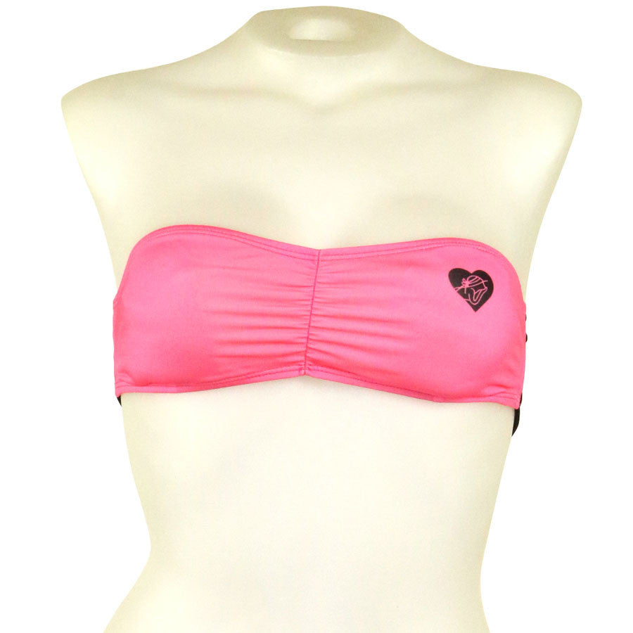 Neon Black Piping Strappy Back Bandeau - Loco Boutique