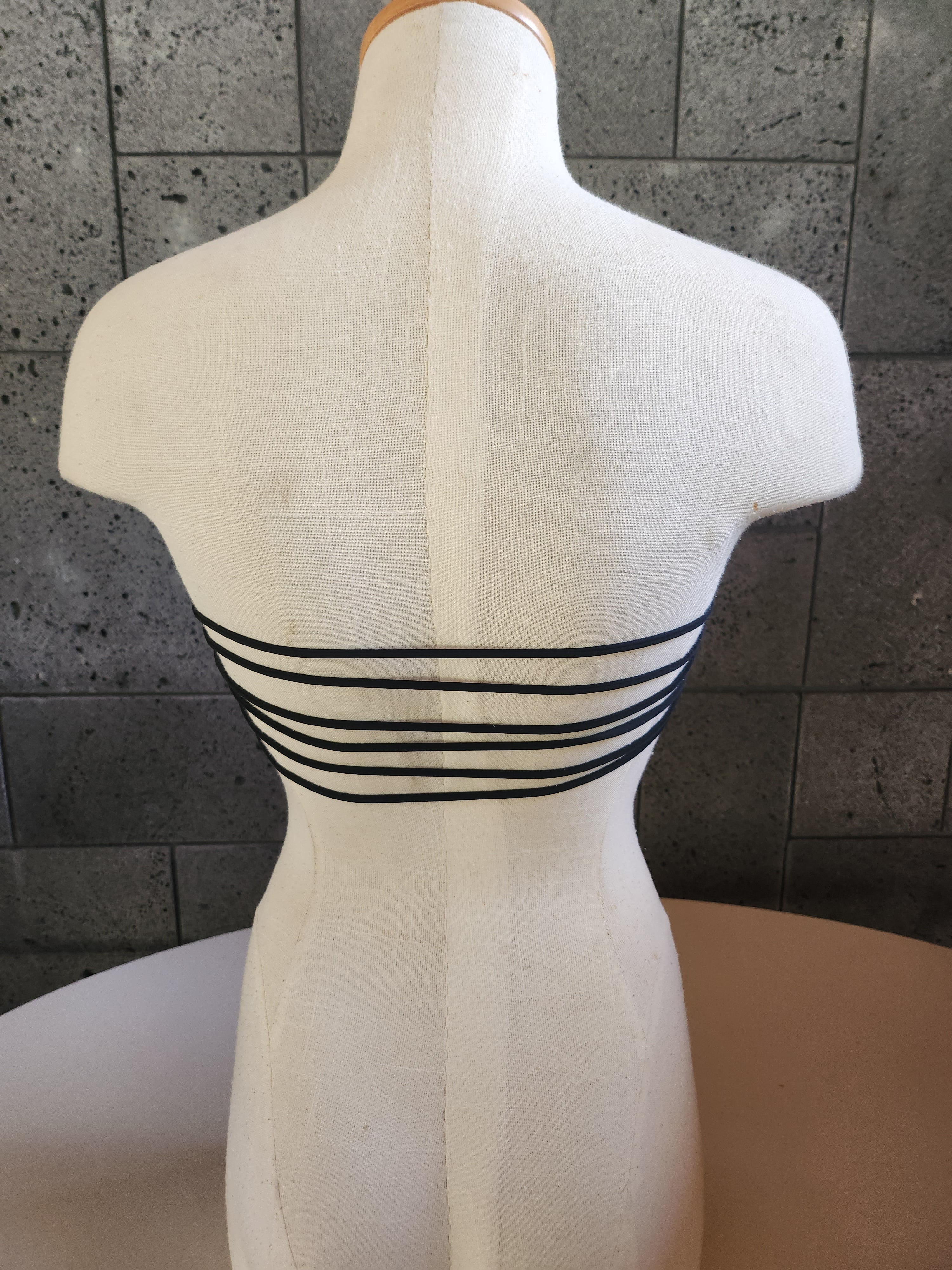 Neon Black Piping Strappy Back Bandeau - Loco Boutique