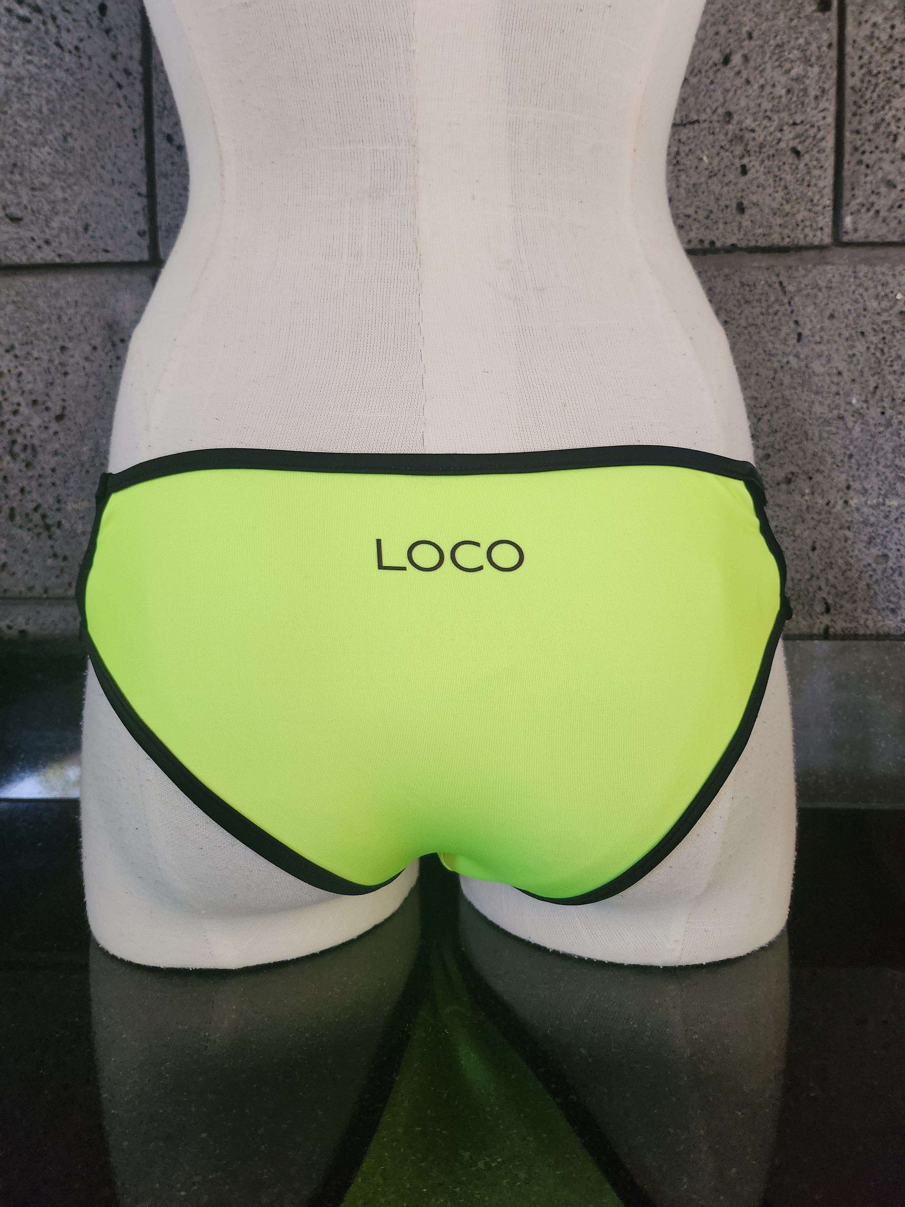 Loco Boutique Neon Black Piping Strappy Sides Bikini Bottom