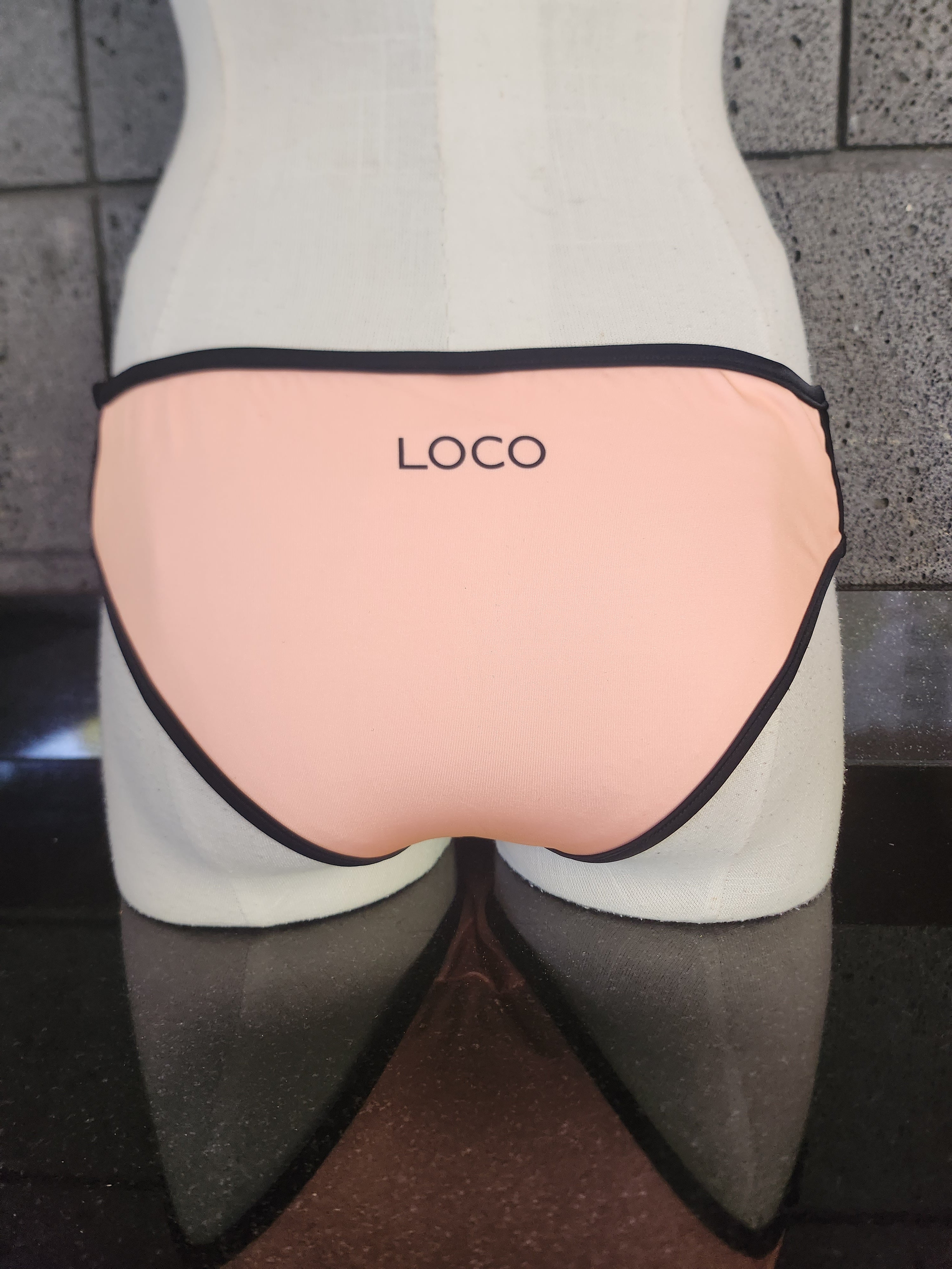 Loco Boutique Neon Black Piping Strappy Sides Bikini Bottom