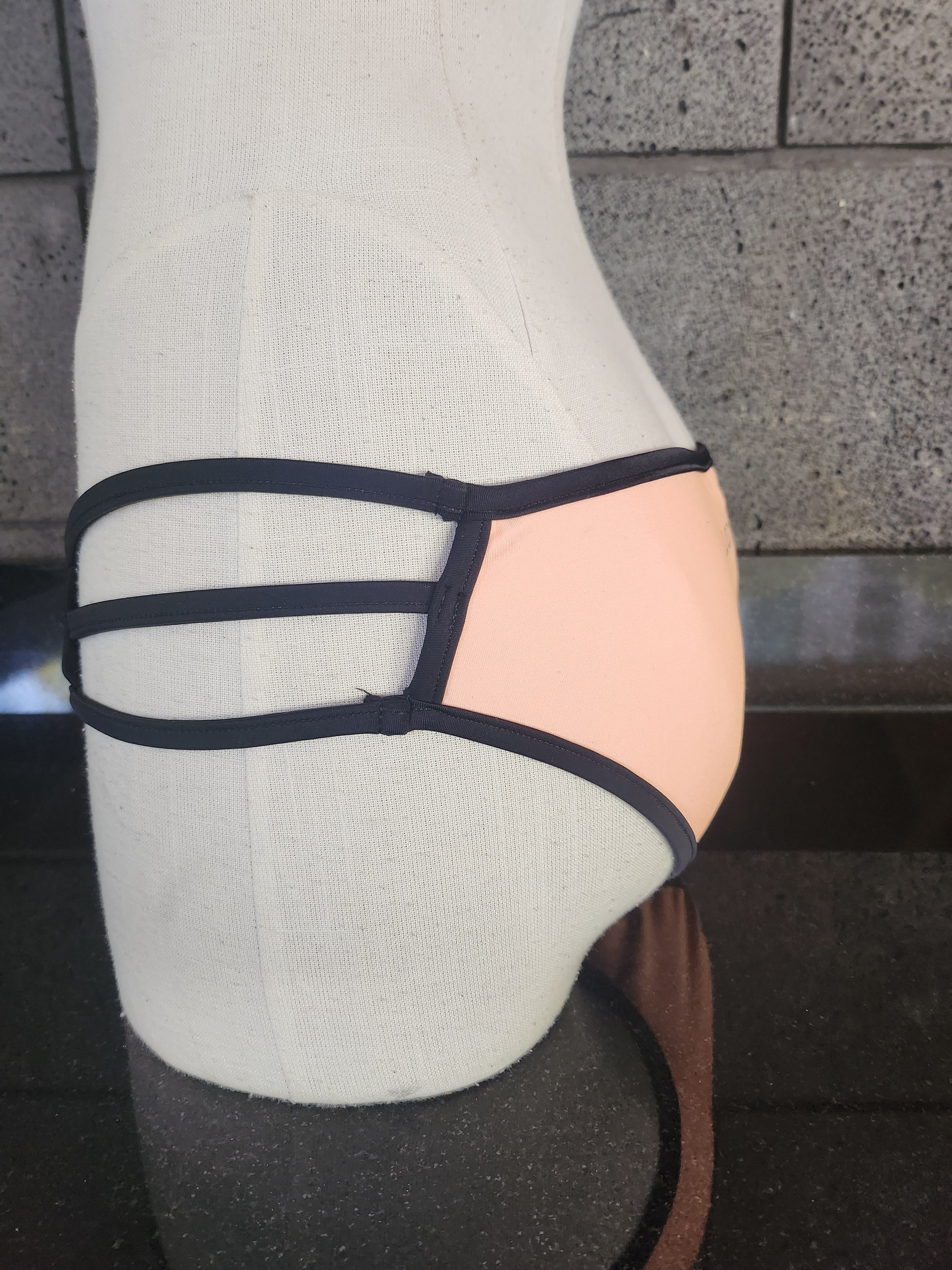 Loco Boutique Neon Black Piping Strappy Sides Bikini Bottom