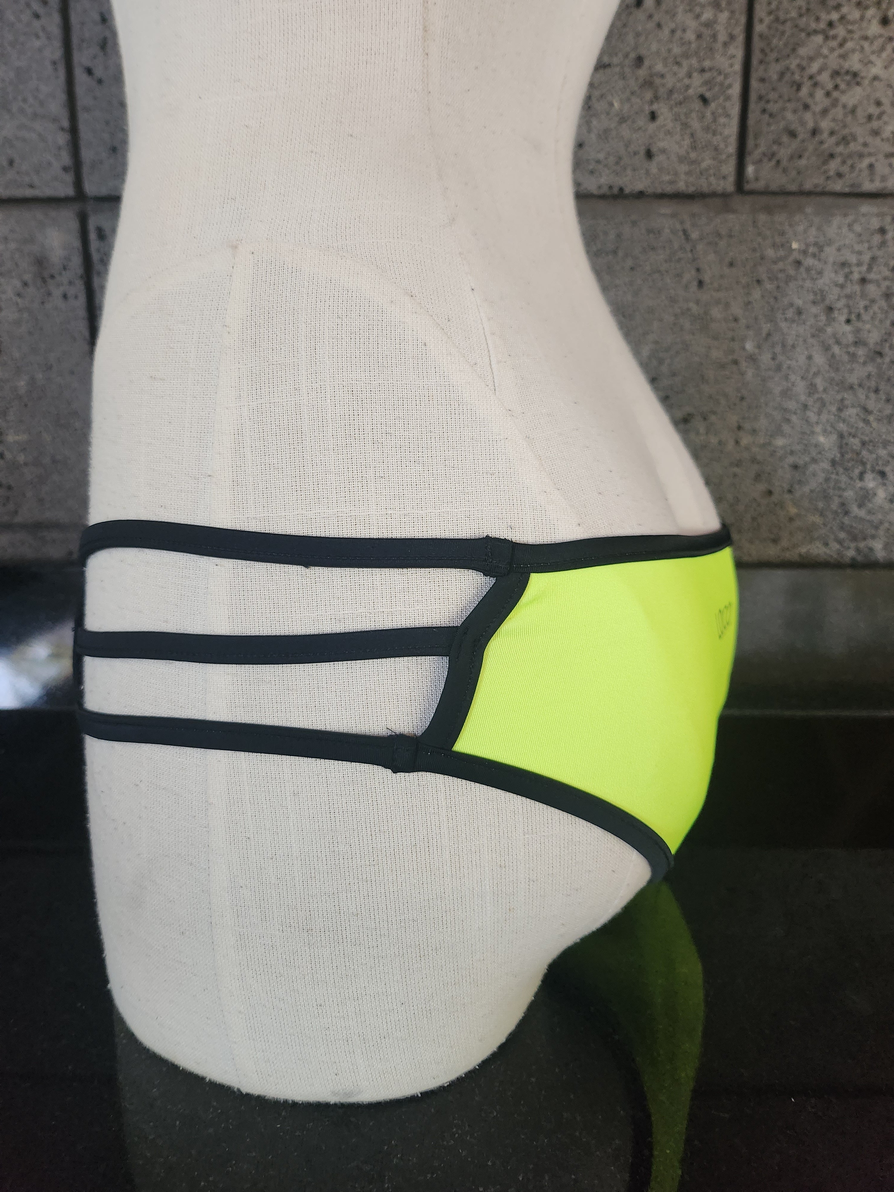 Loco Boutique Neon Black Piping Strappy Sides Bikini Bottom