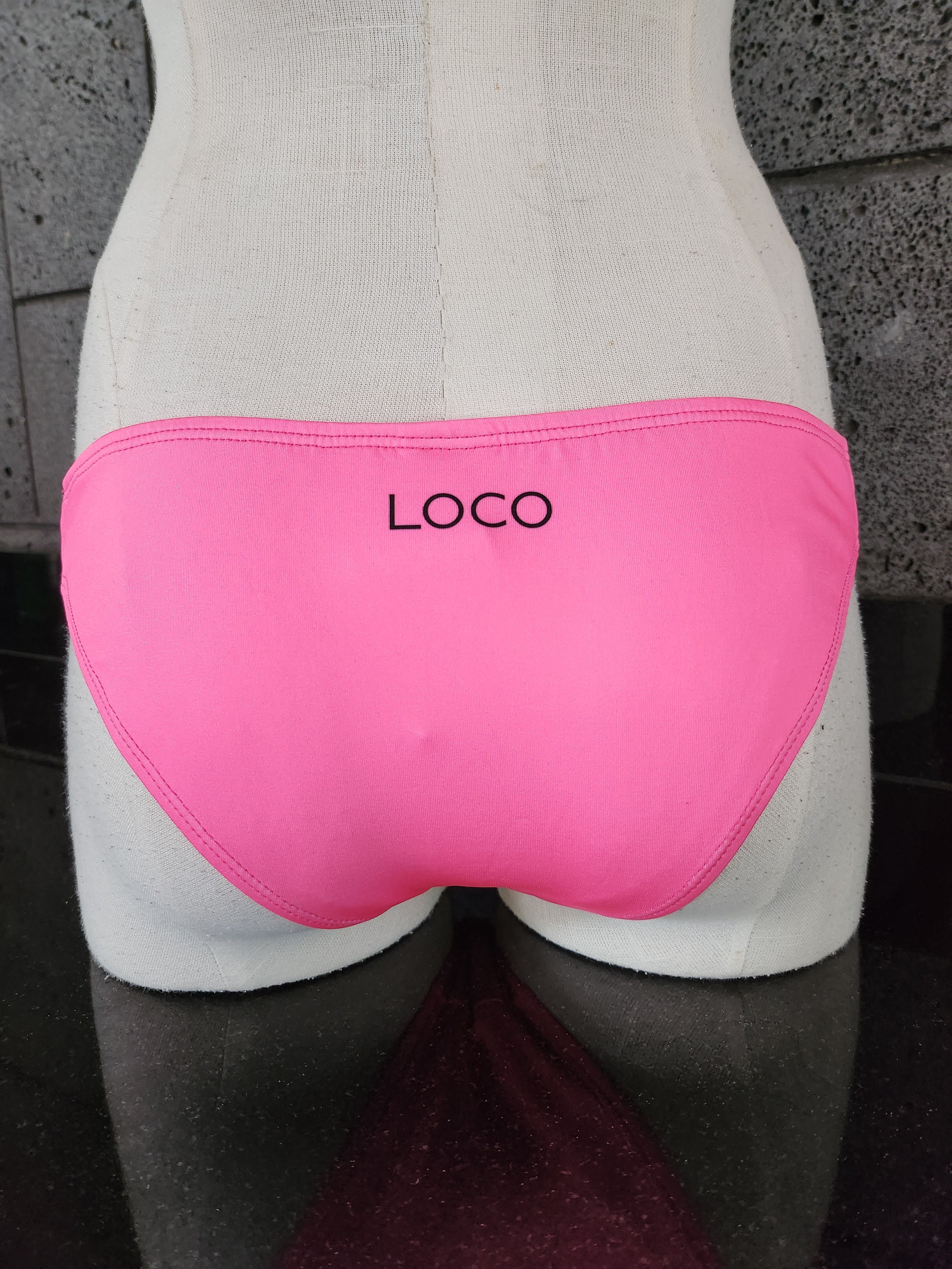 Loco Boutique Neon Black Piping Strappy Spaghetti Sides Bikini Bottom